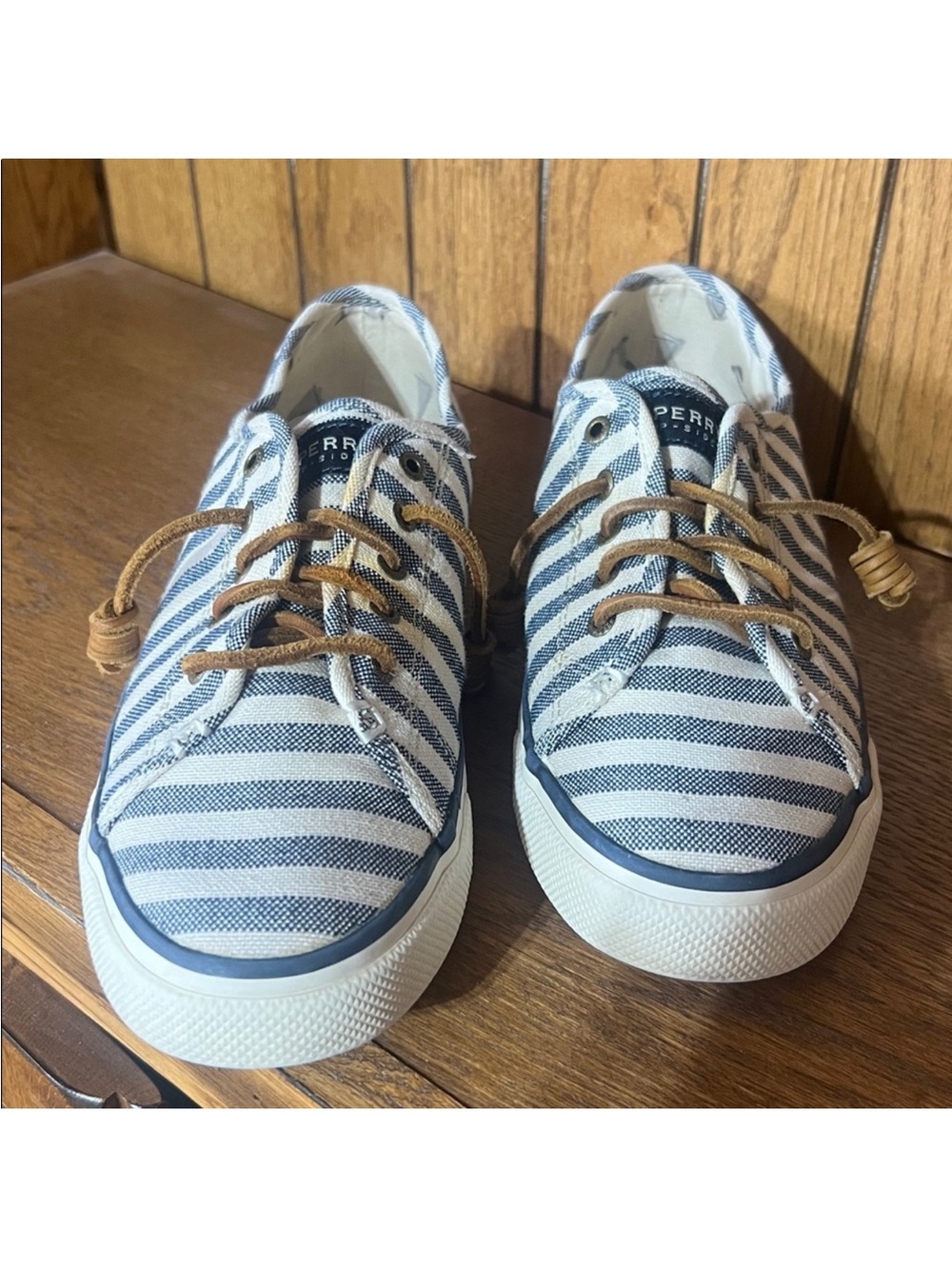 Sperry Kids Striped Navy Canvas Sneaker